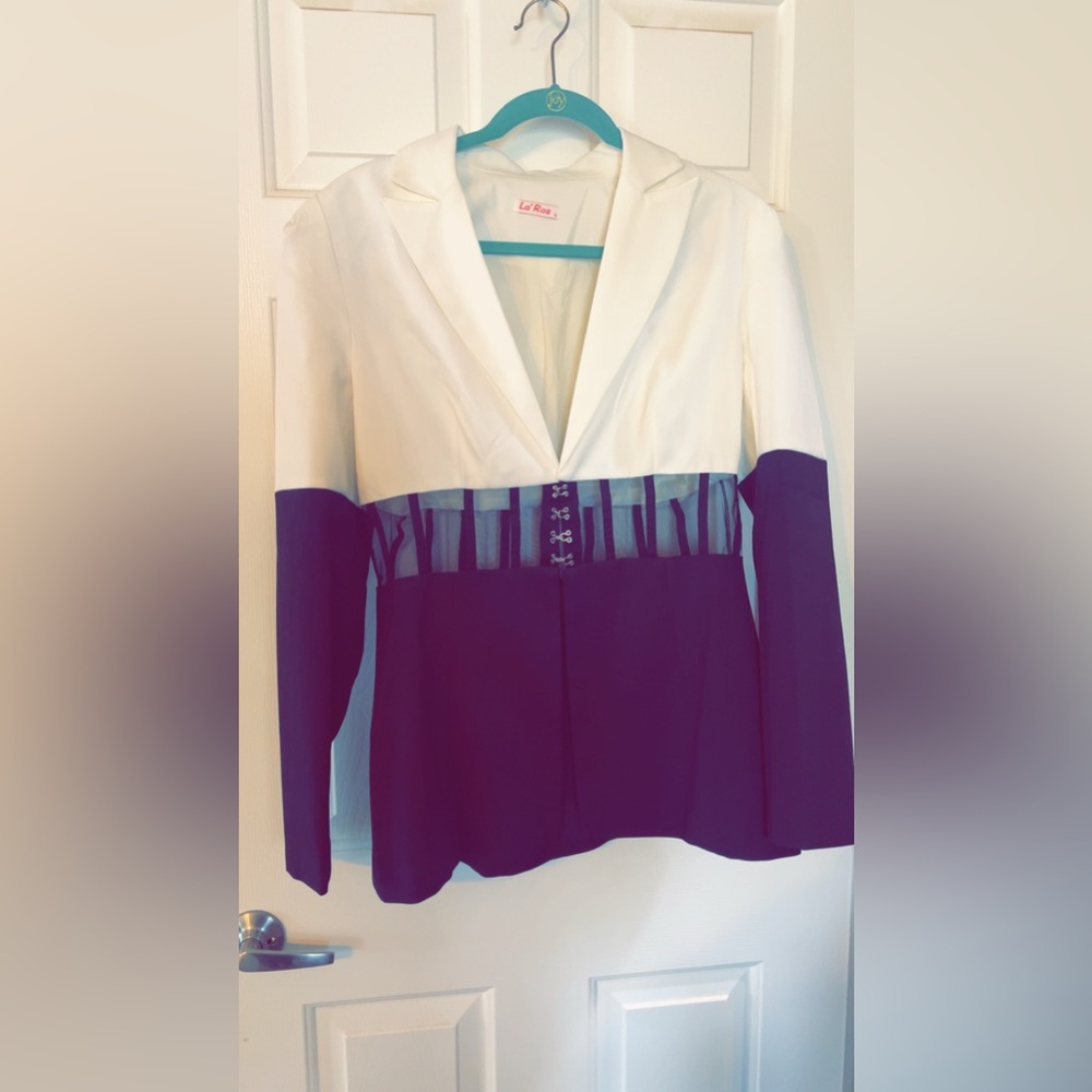 Brand new white/ black and and shear blazer